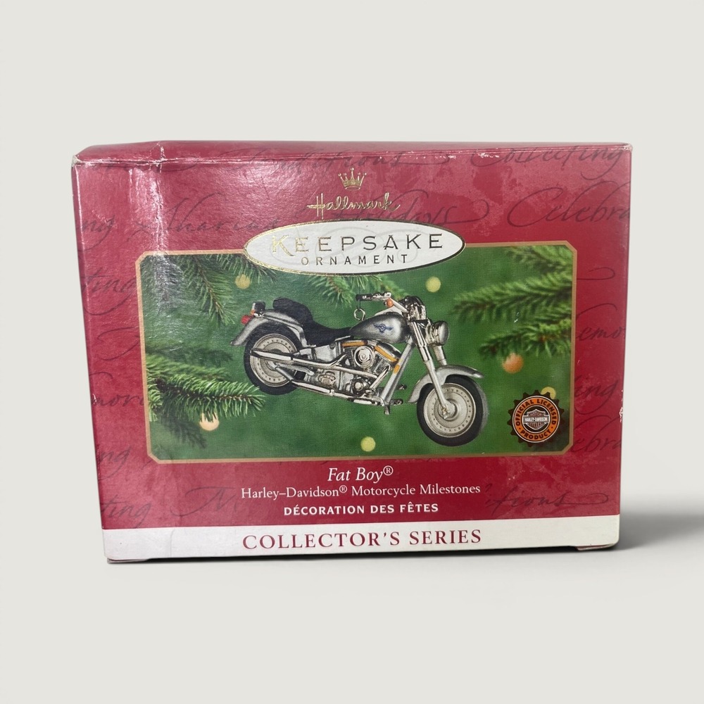 Hallmark Harley Davidson Fat Boy Motorcycle Milestones Keepsake Ornament 2000